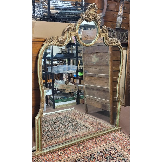 Gold Large Antique French Style Mantel Mirror For Sale - Image 8 of 9
