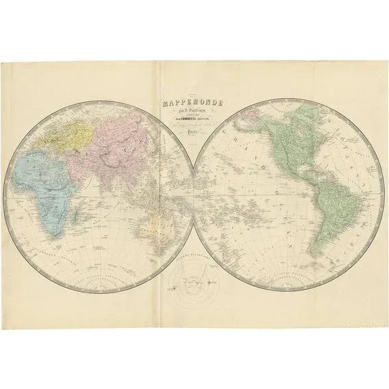 Mid 19th Century Antique Map of the World attributed to A. Vuillemin, 1854 For Sale - Image 5 of 5