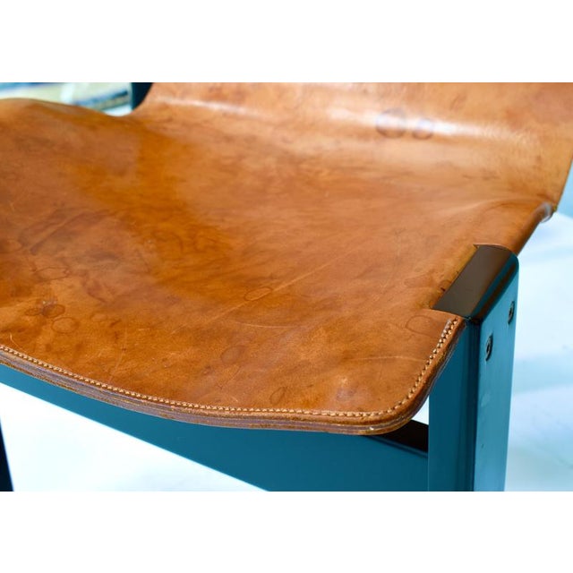 Cognac Leather Tre 3 Dining Chairs by Angelo Mangiarotti for Skipper, 1978, Set of 4 For Sale - Image 10 of 17