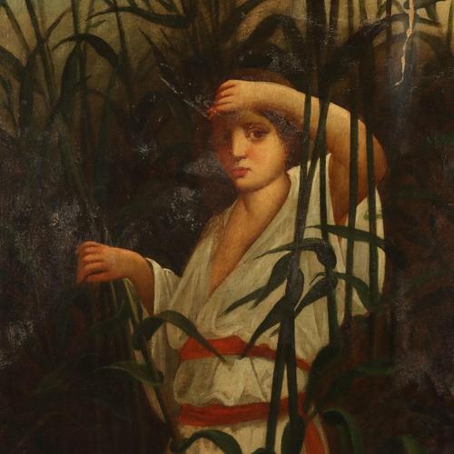 Moses Entrusted to the Waters of the Nile, Oil on Canvas, Framed For Sale - Image 4 of 11