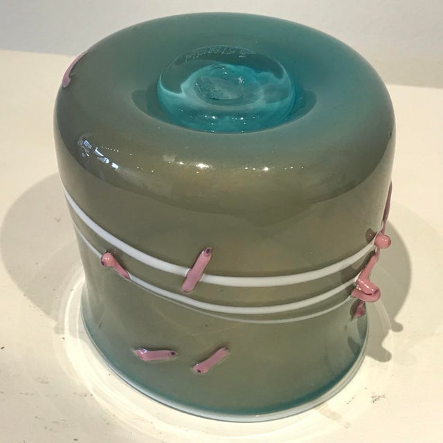 Art Glass Cylindrical Vessel For Sale - Image 4 of 5