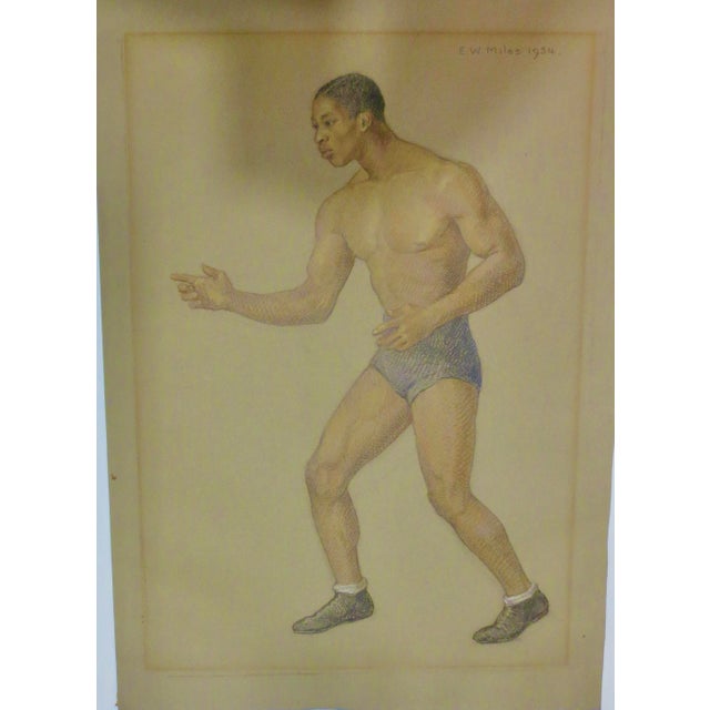 Figurative Emily Winthrop Miles Color Drawing Dated 1934 For Sale - Image 3 of 9