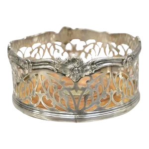 Early 20th Century Victorian Floral Repousse Silver Plated Pierced Decorated Wine Bottle Coaster