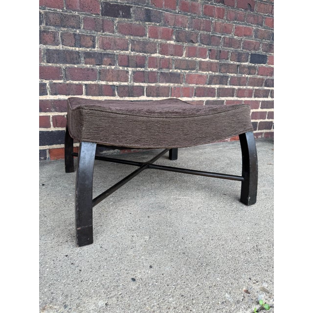 Mid-Century Modern Rare Harvey Probber Large Ottoman Stool With Curved Bowed Legs and X Stretcher For Sale - Image 3 of 5