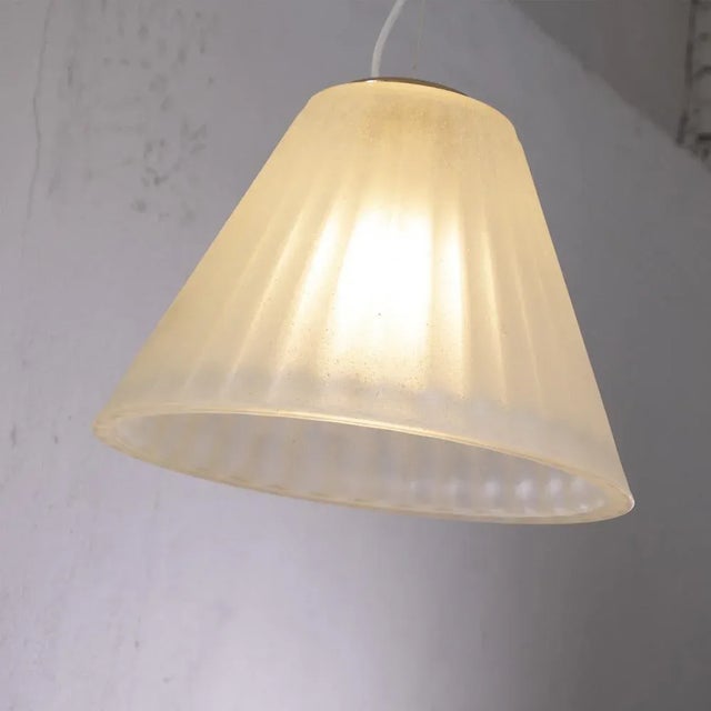 Italian Pendant Lamp in White Murano Acid Glass with Gold Powder, 1980s For Sale - Image 10 of 12