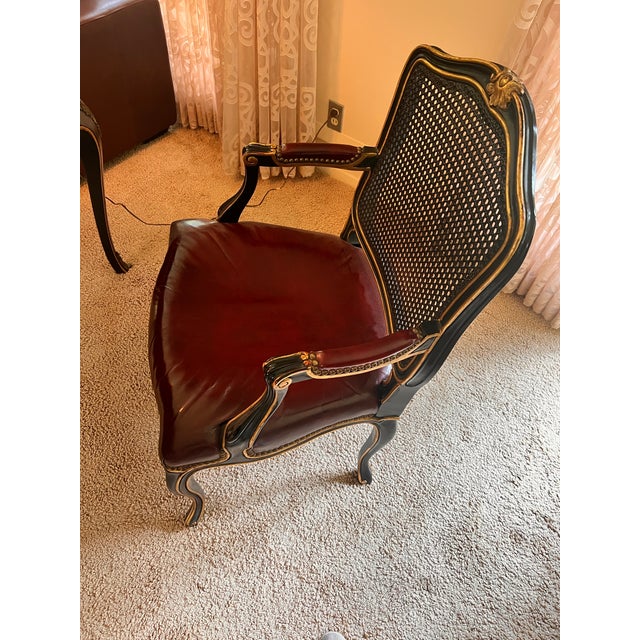 Elegant mid-century Louis XV–inspired writing desk and matching fauteuil by John Widdicomb Co., Grand Rapids, MI. •...