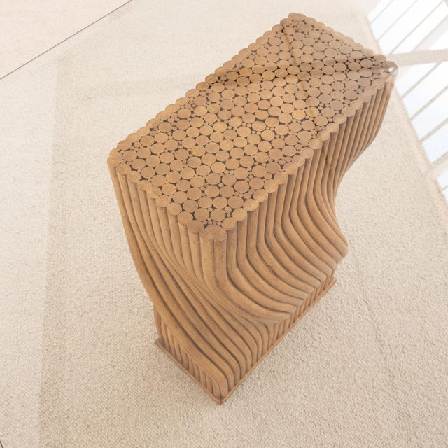 Wood Glass and Bamboo Dining Table, 1970 For Sale - Image 7 of 8