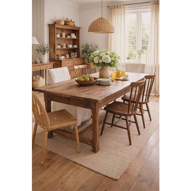 Wood Vintage Farmhouse Dining Table, 1960s For Sale - Image 7 of 8