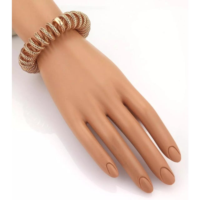 Roberto Coin 18k Rose Gold Basket Weave 16mm Coiled Stretch Bracelet For Sale - Image 4 of 4