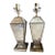 1980s Neoclassical Foxed Mirror & Brass Table Lamps - A Pair For Sale