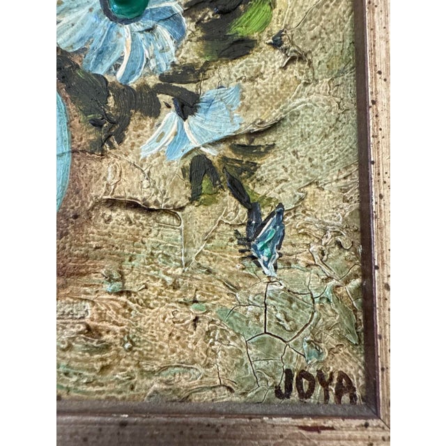 1960s Vintage Impasto Floral Still Life With Painted Frame Velvet Liner For Sale - Image 5 of 7