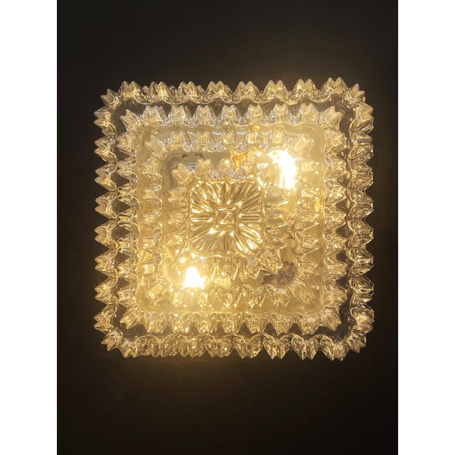 Mid-Century Modern Large Square Crystal Cluster Cascade Wall or Ceiling Lamp by Helena Tynell for Glashütte Limburg, Germany, 1960s For Sale - Image 3 of 18