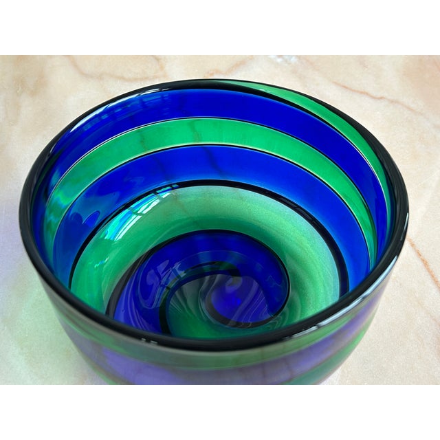 Venini Vintage Swirl Murano Glass Bowl by Fulvio Bianconi for Venini, Italy, 1990s For Sale - Image 4 of 8
