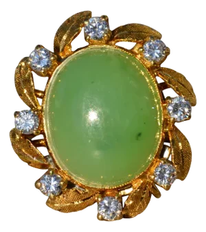 The Molanary: Ladies Vintage Serpentine and Diamond Cocktail Ring in Yellow Gold