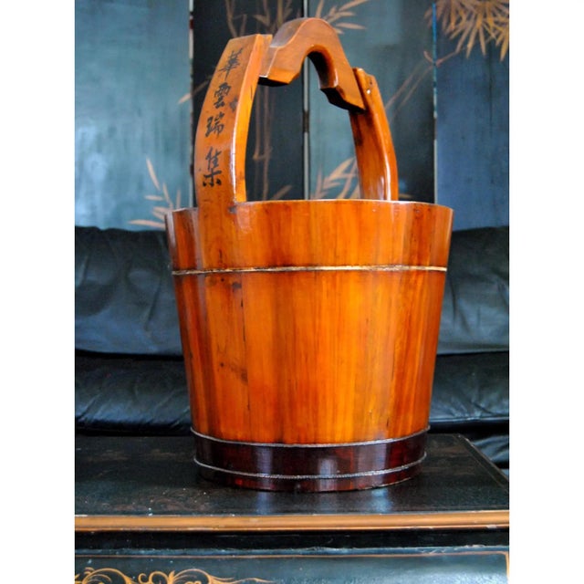 Antique Water Barrel Bucket Japanese Wood Uchimizu Cachepot For Sale - Image 4 of 14