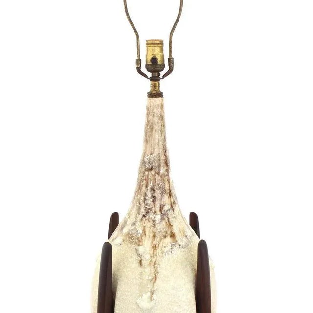 Mid-Century Modern Vintage Mid Century Art Pottery Dripping Pattern Table Lamp For Sale - Image 3 of 6