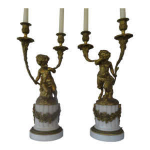 Gilt Bronze Candelabra by Clodion a Pair