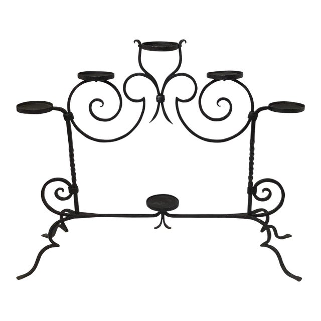 Early 20th Century Large Black Wrought Iron Plant Stand or Candle Holder For Sale