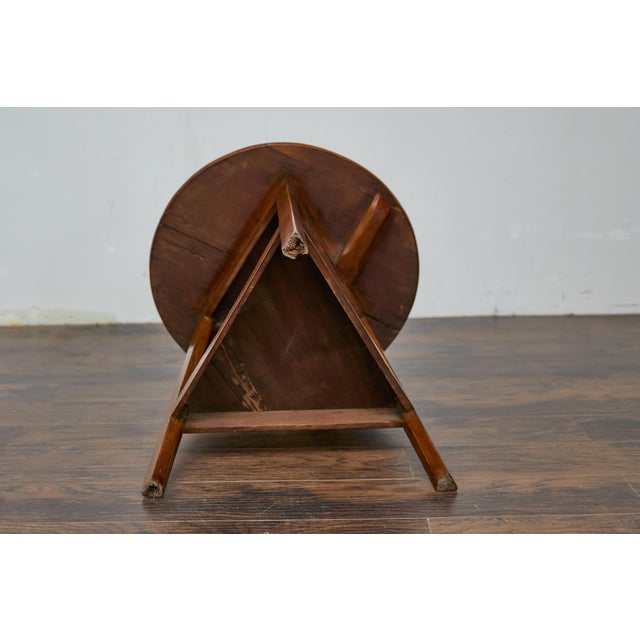 19th Century English Pine Cricket Table with Circular Top and Tripod Base For Sale - Image 9 of 12