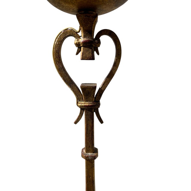 Vintage Floor Lamp in Wrought Iron and Gilt from Maison Ramsay, 1940 For Sale - Image 6 of 8