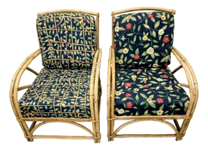 1940s Pair of Ficks Reed Club Chairs Attributed Paul T. Frankl