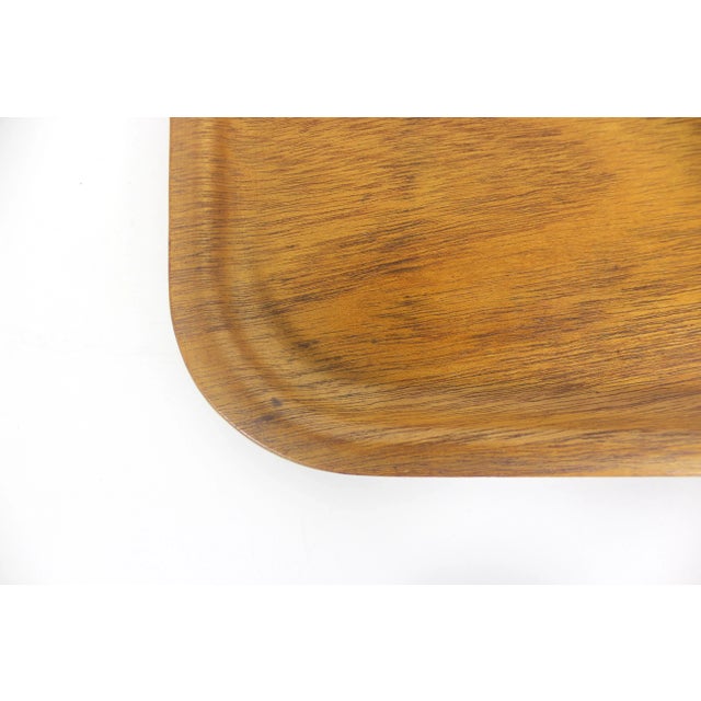 Vintage Bentwood Tray Swedish Molded Teak Wood Serving Small Bar Tray For Sale - Image 4 of 9