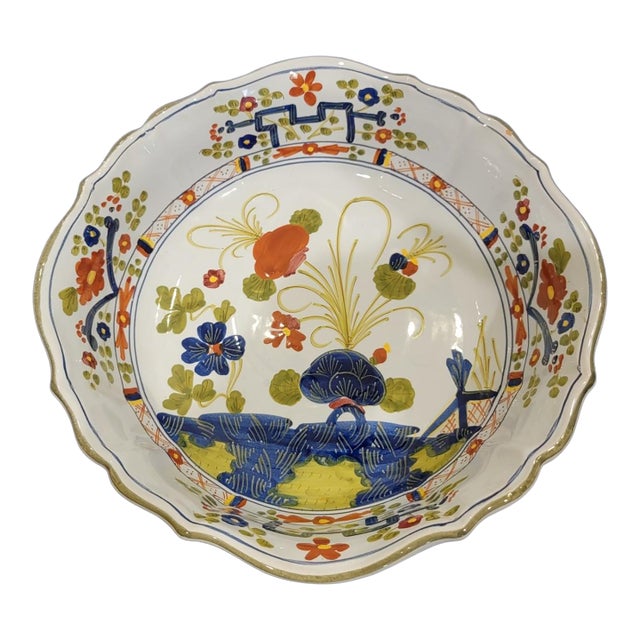 Vintage Amm Faenza Garofano Large Pasta Bowl - Hand-Painted Italian Majolica - Italy For Sale