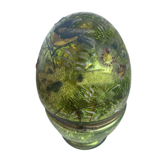 19th Century French Green Mercury Glass Egg Form Liqueur Cave With Decanter and Glasses - 5 Piece Set For Sale In Dallas - Image 6 of 7