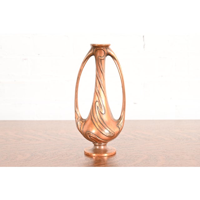 Antique Art Nouveau Double Handled Bronze Vase For Sale - Image 11 of 11