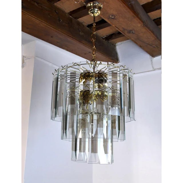 Blue Italian Veca Chandelier with 3 Levels, 1970s For Sale - Image 8 of 8