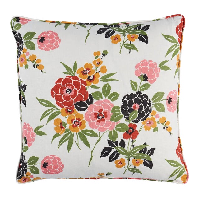 Schumacher Valentina Floral 20" Pillow in Multicolor For Sale