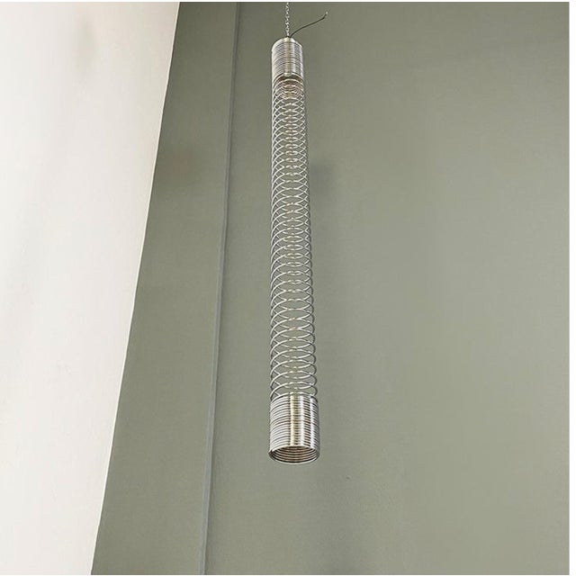Italian Modern Metal Elastic Molla Ceiling Lamp by Angelo Mangiarotti for Candle, 1974 For Sale - Image 4 of 14