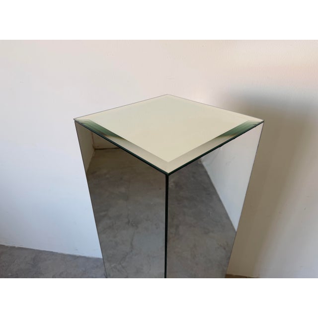 1970s 1970s Vintage Beveled Mirror Cube Pedestal For Sale - Image 5 of 12