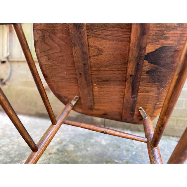 Pair of Arts and Crafts Firehouse Oak Windsor Pub Chairs For Sale - Image 10 of 17