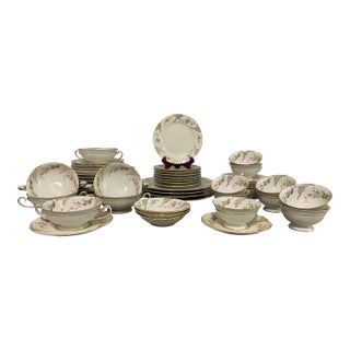Vintage Thomas Ivory Bavaria Rose & Gold China Set — 53 Pieces For Sale