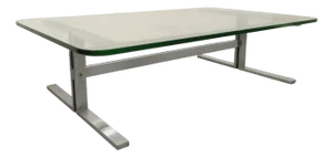 Vintage Coffee Table in Transparent Glass and Cast Aluminum, 1970s