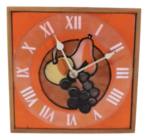 Mid Century Enamelled Clock With Fruit Motif Att. To Robert Wuersch C