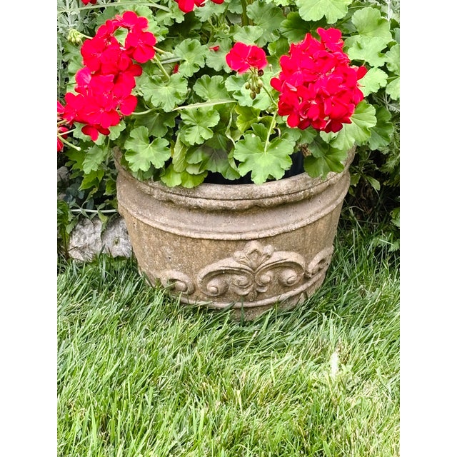 Cast Stone Neoclassical 1990s Fleur-De-Lis Garden Pot For Sale - Image 4 of 9