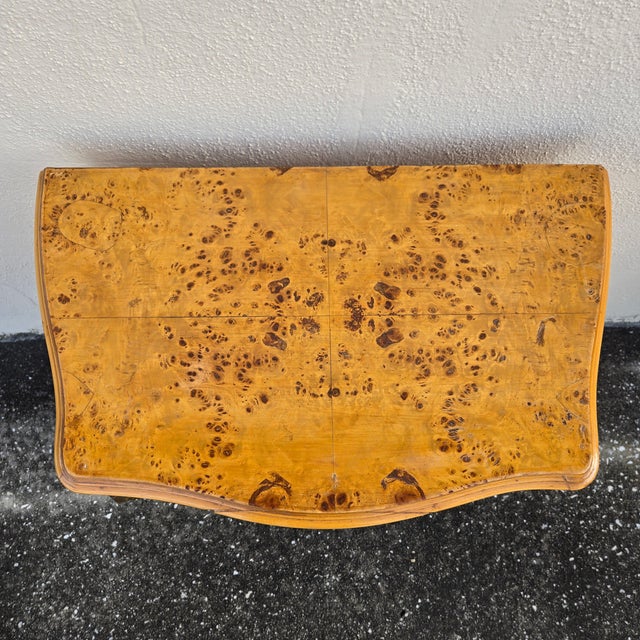 Vintage Birdseye Maple Veneer Bombe Two Drawer Chest of Drawers, Pair For Sale - Image 13 of 18