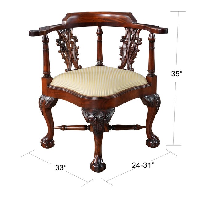A high quality, hand carved, solid mahogany Large Corner Chair as created by Niagara Furniture. Our Large Corner Chair...