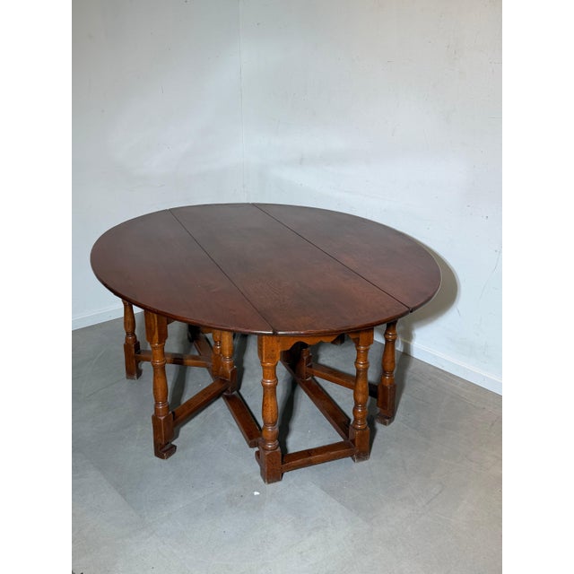 Antique Oak Gateleg Dining Table For Sale - Image 6 of 8