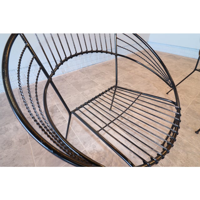 Pair of Mid-Century Modern Wrought Iron Hoop Lounge Chairs, C. 1950s–1960s For Sale - Image 13 of 13