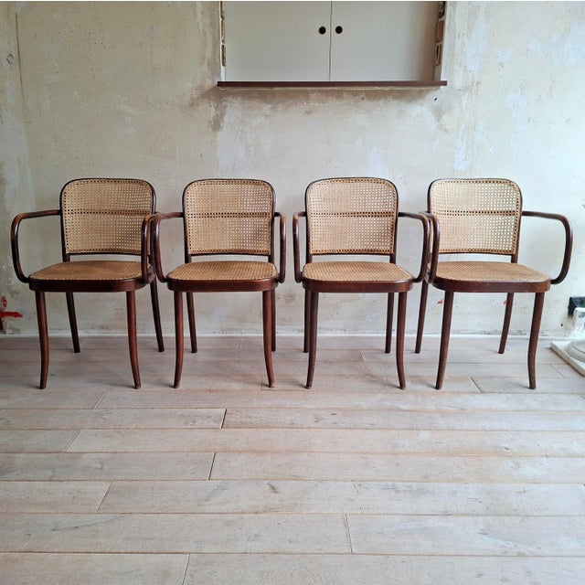 No. 811 Prague Chairs by Josef Hoffmann for Ligna, 1970s, Set of 4 For Sale - Image 11 of 11