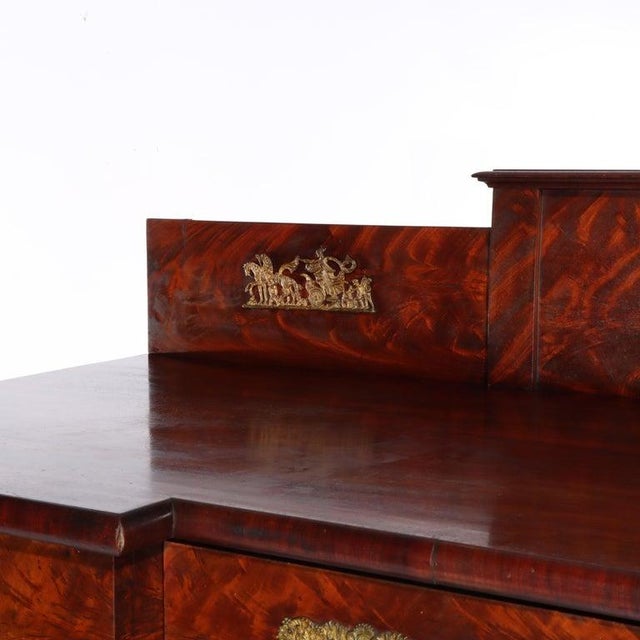 Antique Boston Period Napoleonic Flame Mahogany Double Pedestal Sideboard C1820 For Sale - Image 10 of 18