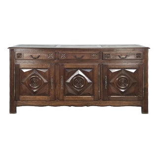 Low 3-Door Sideboard in Diamond-Point Oak For Sale