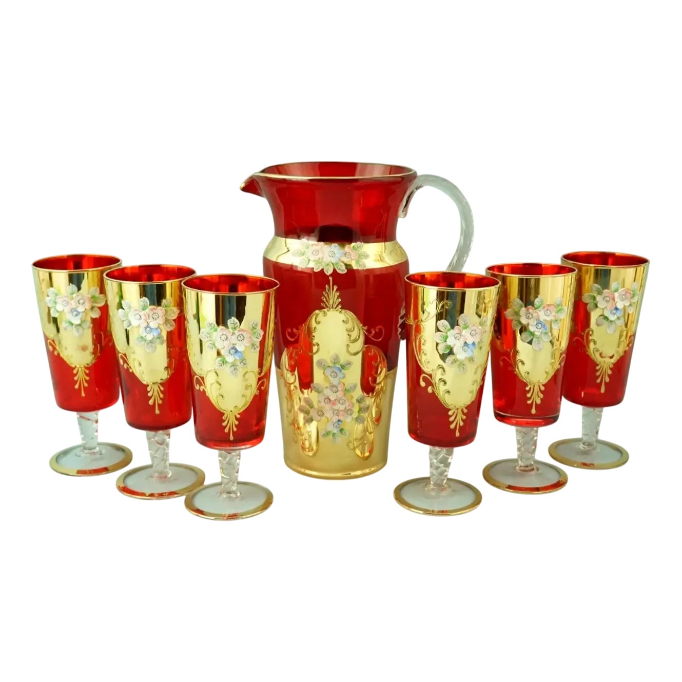Vintage Blown Murano Glass Service from Manifattura Di Murano