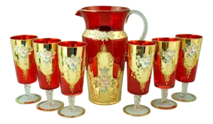 Vintage Blown Murano Glass Service from Manifattura Di Murano, 1950s, Set of 7