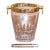 Mid-Century French Cut Glass Champagne Bucket With Brass Ring Handles With Tongs For Sale