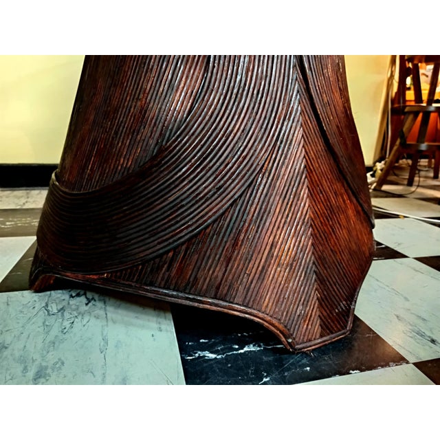 Wood Rattan Marquetry Dining Table, 1980s For Sale - Image 7 of 11