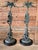 Pair of Vintage Maitland-Smith Style Bronze Monkey Palm Tree Candlesticks For Sale - Image 12 of 12